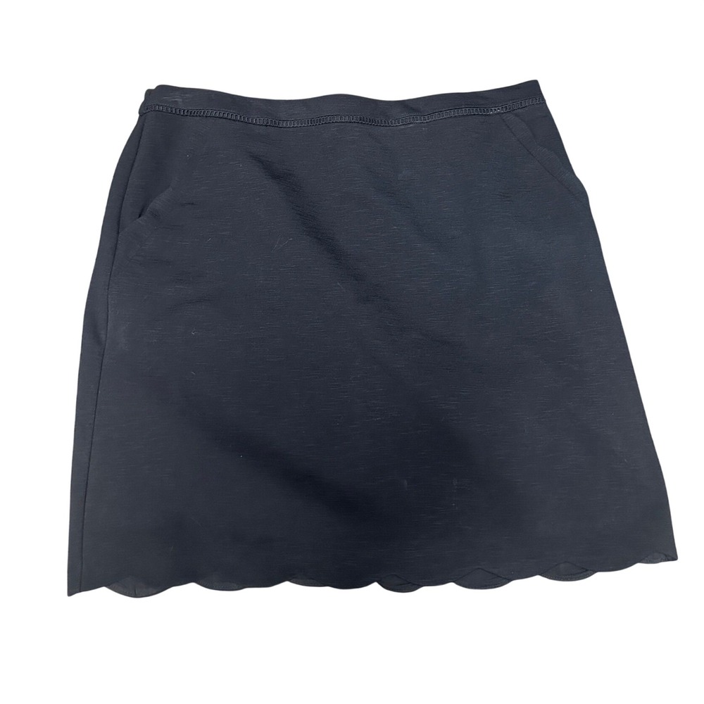 Skies Are Blue Black Scalloped Hem Mini Skirt XXL Pockets Textured Knit 51032